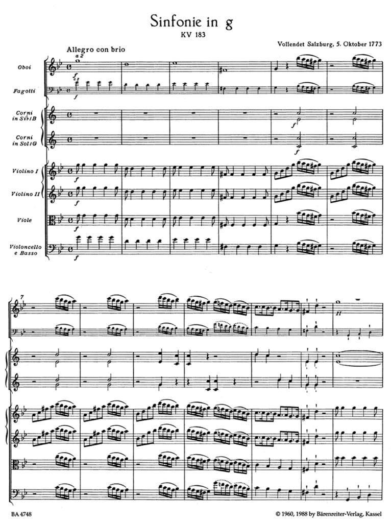 Sinfonie Nr. 25 g-Moll KV 183 (KV6: 173 dB)